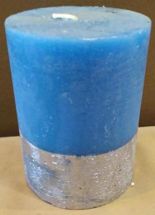 Свічка декоративна синя/срібло melinera.2 фото