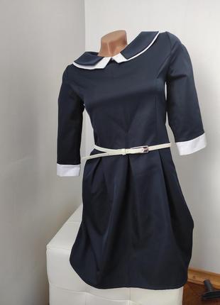 Платье женское синие плаття сукня з білим коміром ромпер