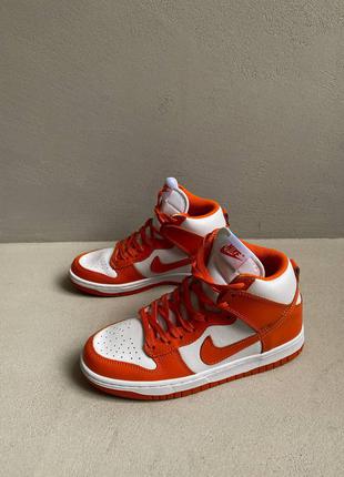 Мужские nike sb dunk hight 🆕 кожаные высокие кроссовки оранжевые с белым