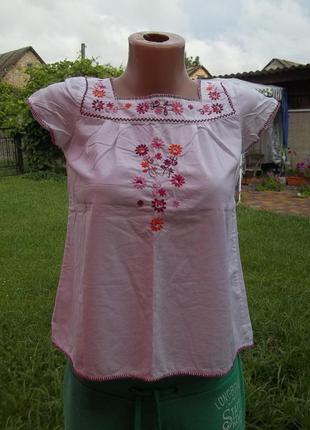 ( 8 - 10 лет на рост 134 см ) футболка туника вышиванка для девочки1 фото