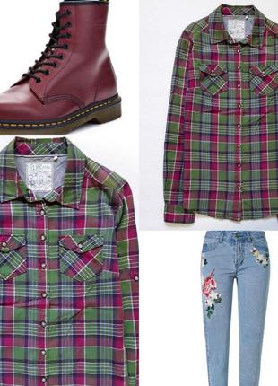 Клеточка в зелено - розовых тонах , бренд fat face