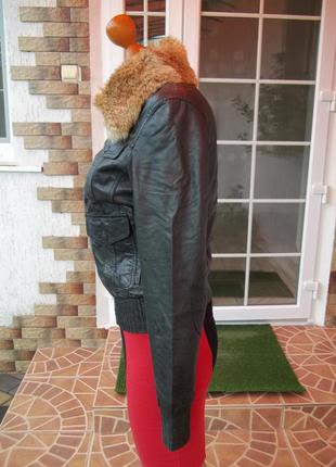 Кожаная куртка с мехом кролика (42р) турция2 фото