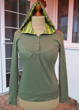 ( 46 р ) fre espirit женская  кофта свитер  трикотажный с капюшоном б / у
