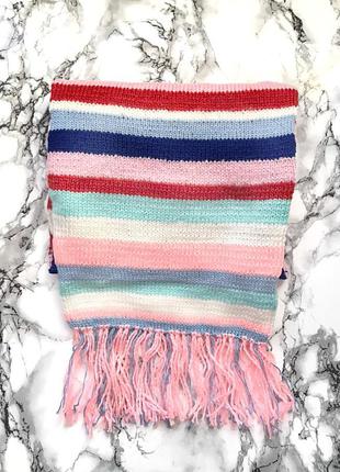 Женский зимний цветной шарф тёплый (разноцветный) в полоску/полосочку цветной