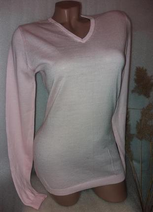 🔥нарядный нежно-розовый тоненький шерстяной пуловер, свитер р.s