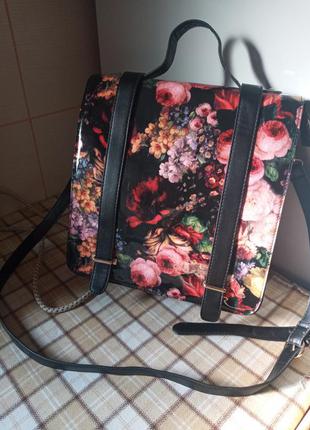 Портфель лакований новий в квітковому принті