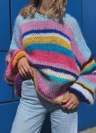 Яркий оверсайз свитер из мохера3 фото