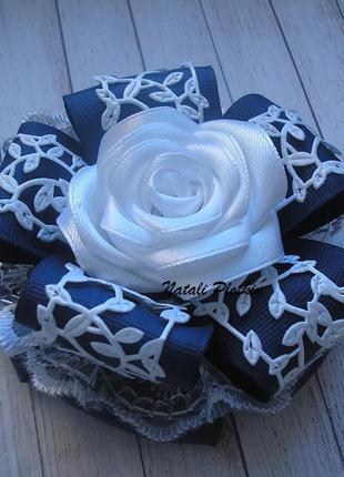 Бантики синие с розами2 фото