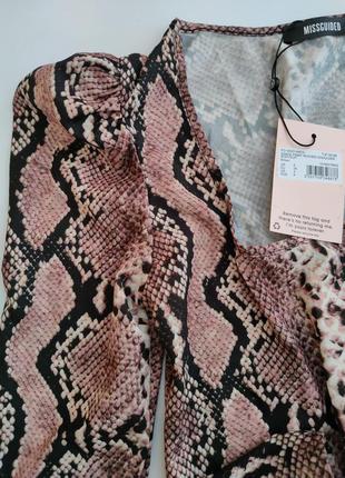 Боди со змеиным принтом с квадратным вырезом в змеиный принт missguided uk 8, so, 36