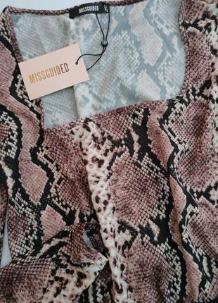 Боди со змеиным принтом с квадратным вырезом в змеиный принт missguided uk 8, so, 36