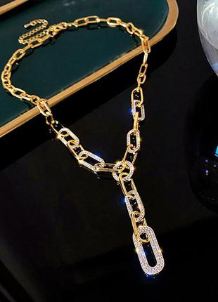 Шикарна ланцюг золотий ланцюжок зі стразами