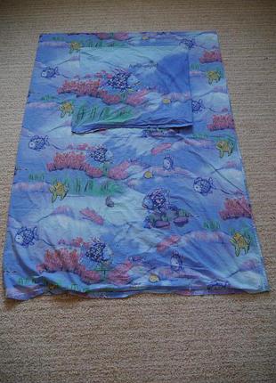 Комплект -підодіяльник 190х130 +наволочка-76х76 на гудзиках германія. "веселкова риба"