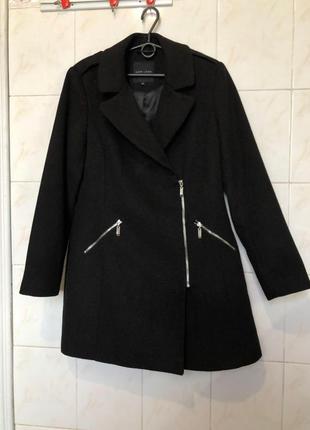 Черное пальто на молнии zara4 фото