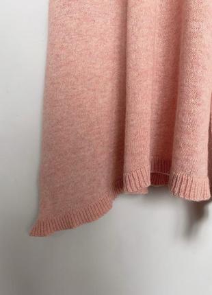 Светло-розовый большой шарф, шерсть 70 %3 фото