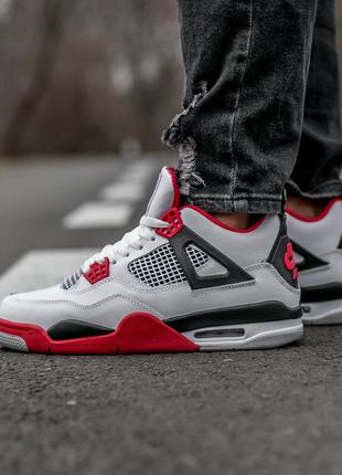 Кроссовки nike air jordan retro 4 white red