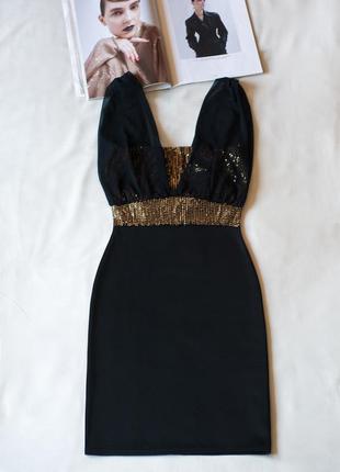 Чорне коктейльне плаття з паєтками мінімічне жіноче missi london, розмір xxs, xs, s