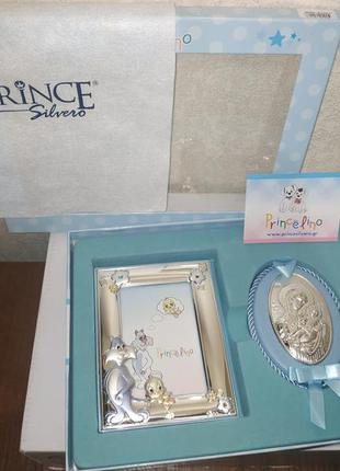 Новий подарунковий набір /срібна рамочка для фотографії та срібна ікона princelino