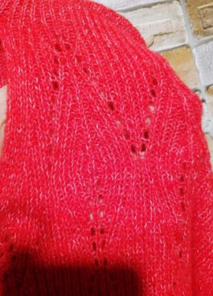 Красный ажурный свитер с чокером7 фото