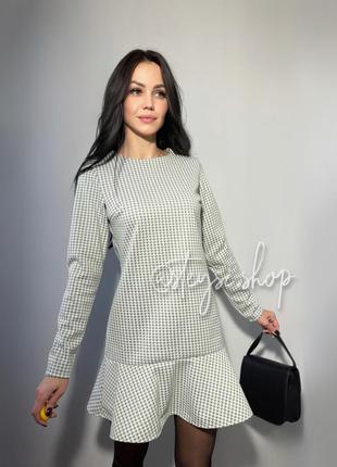 Кашемировое платье в гусиную лапку