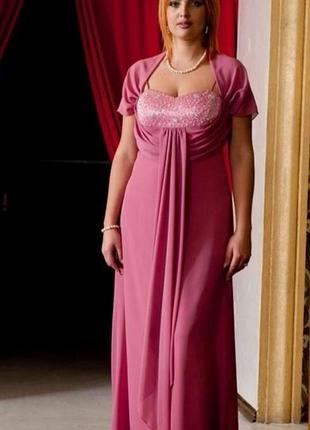 Нарядное вечернее платье в цвете фуксия батал enigma
