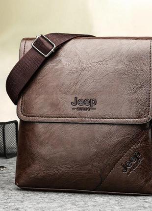 Мужская сумка планшет jeep через плечо, барсетка сумка-планшет для мужчин6 фото