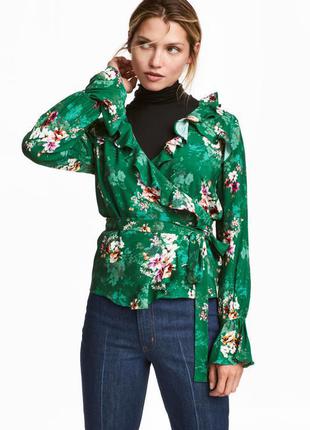 Зелена блуза на запах zara