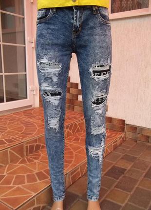 (44р - пояс- 76/80см) стрейчевые джинсы скинни джеггинсы треггинсы новые1 фото