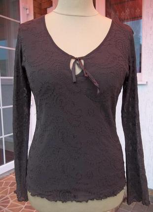 ( 46 / 48 р ) стрейчевый гипюровый свитер кофта блузка пуловер джемпер туника женская