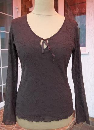 ( 46 / 48 р ) стрейчевый гипюровый свитер кофта блузка пуловер джемпер туника женская8 фото