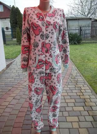 ( s - 44 р ) женская пижама кигуруми комбинезон флисовый б/у7 фото