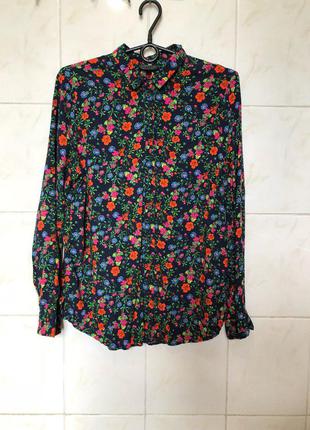 Блуза рубашка в цветочный принт zara6 фото