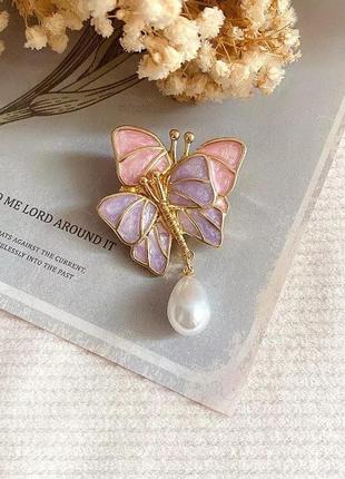 Красива брошка метелики емаль