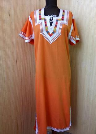 Яркая марокканская туника штапель с вышивкой