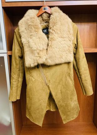 Зимняя курточка дубленка куртка пальто с натуральным мехом