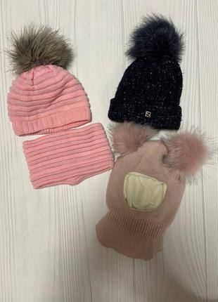 Зимові шапки для дівчинки 3-6 років