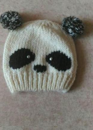 Теплая шапка панда, размер l/ xl