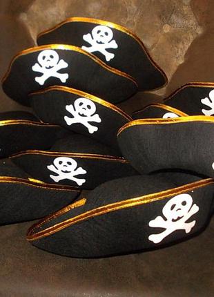 Шляпа -треуголка для костюма пирата +подарок2 фото