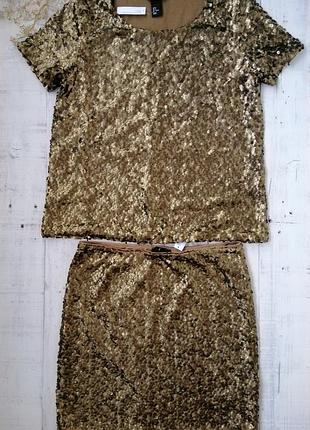 Новый нарядный костюм в пайетках h&m, размер s, m .