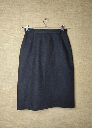 Шерстяная серая классическая юбка спідниця миди шерсть