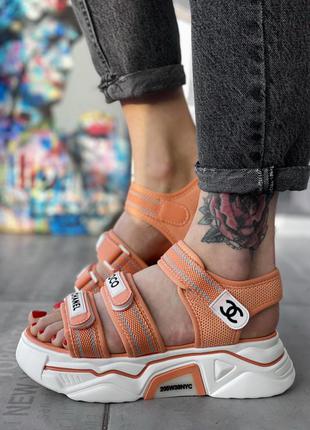 Женские летние стильные оранжевые босоножки крутые сандали на лето модні сандалі на літо помаранчеві босоніжки