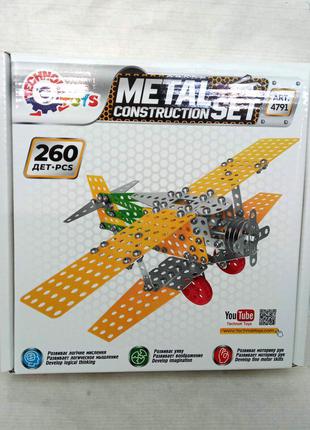 Конструктор металлический самолет-биплан технок, арт. 4791