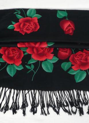 Новий яскравий натуральний м'який шарф, шаль палантин в квіти натуральний жіночий шарф4 фото