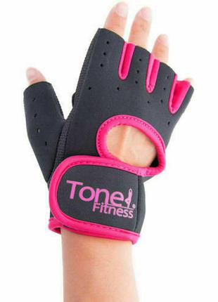 Рукавички спортивні для залу tone fitness black & pink fitness gloves1 фото