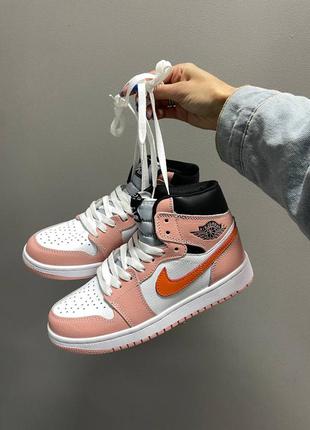 Nike air jordan 1 retro «pink/orange» женские кроссовки найк аир джордан1 фото