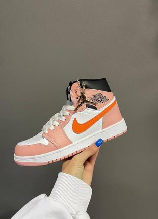 Nike air jordan 1 retro «pink/orange» женские кроссовки найк аир джордан2 фото