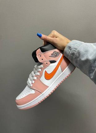 Nike air jordan 1 retro «pink/orange» женские кроссовки найк аир джордан5 фото