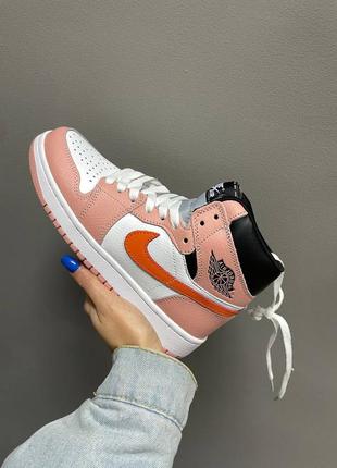 Nike air jordan 1 retro «pink/orange» женские кроссовки найк аир джордан6 фото