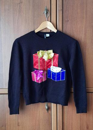 Жіночий святковий новорічний светр/женский праздничный новогодний свитер h&m1 фото