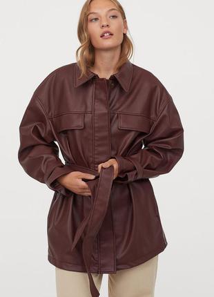 Мега крутая кожаная рубашка-куртка h&m1 фото