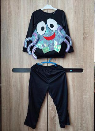 Новый нарядный карнавальный костюм "паук" с обьемной мордашкой паука на мальчика 3-4 года